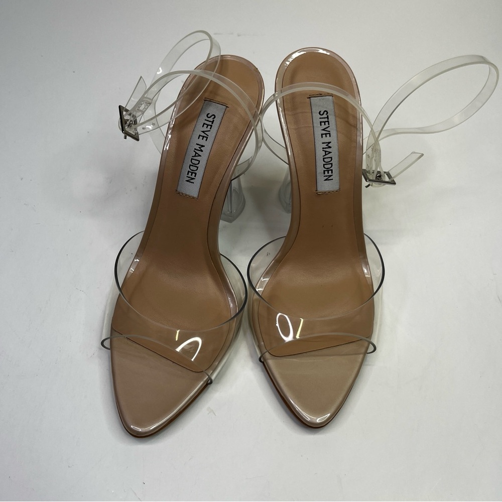 Steve Madden Beki Two-Piece Flare Heel Sandals clear blush - 6 - Picture 4 of 12